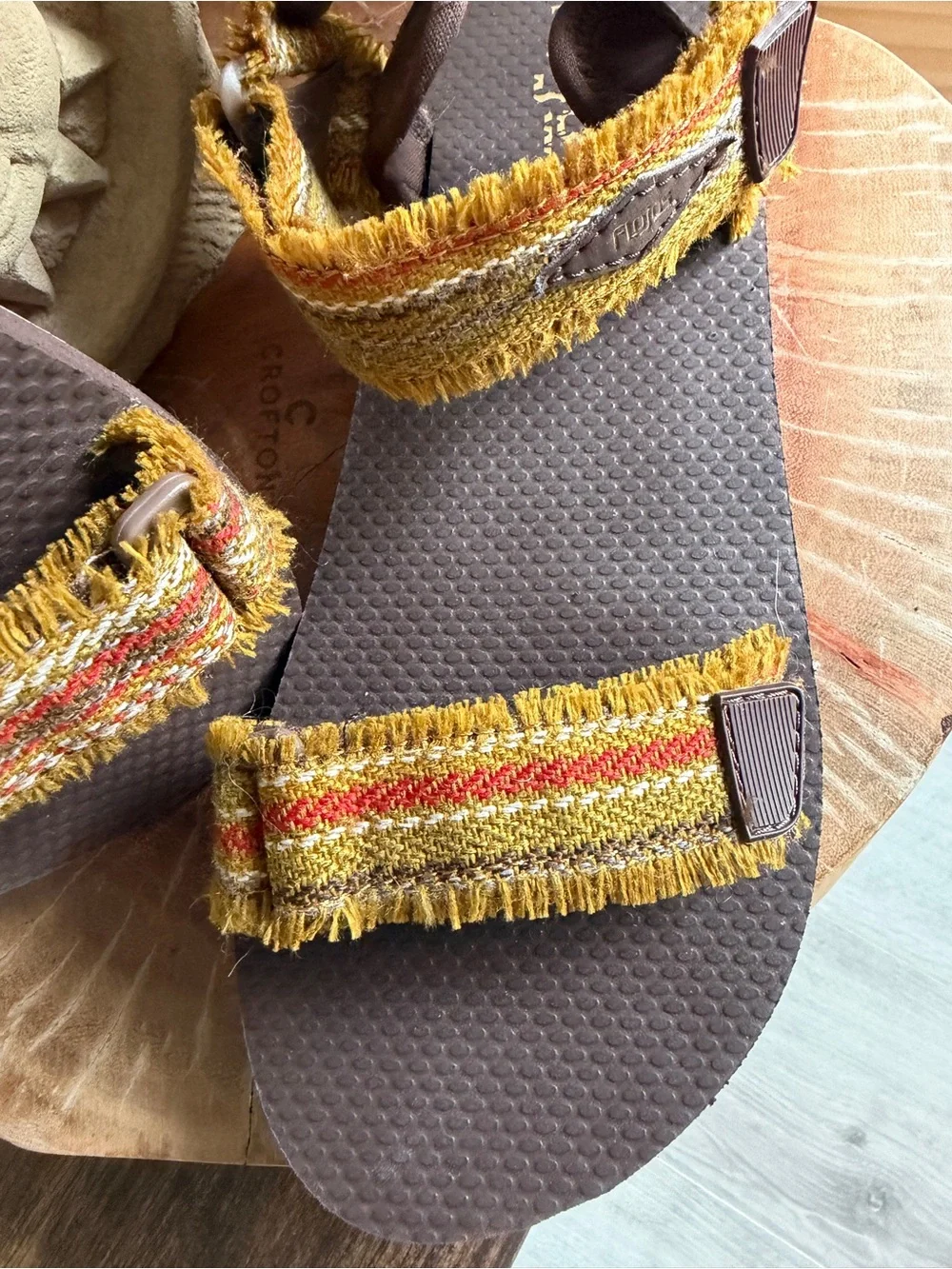 Flojos NWOT Unisex Pascule Sandal Mexican Blanket Brown with Mustard Accent